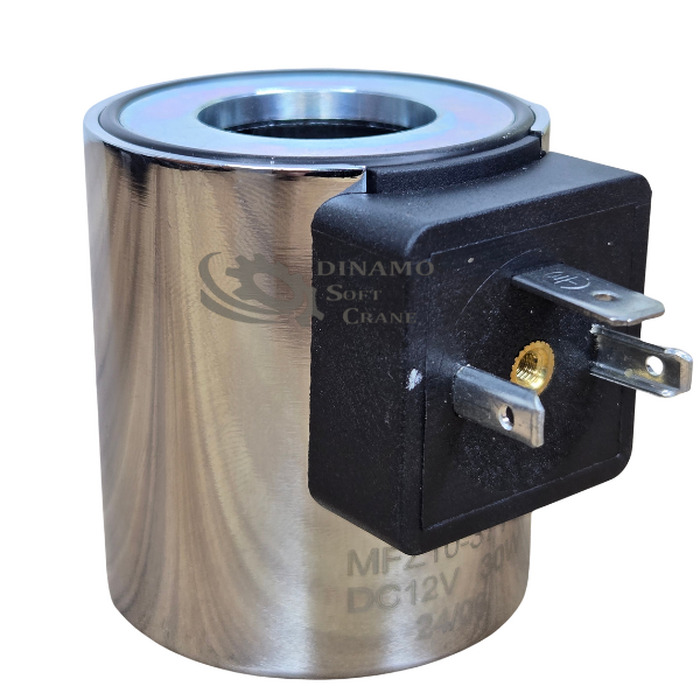 BOBINA SOLENOIDE 12V 23X51MM 30 WATTS CROMADA CONECTOR DIN REDONDO