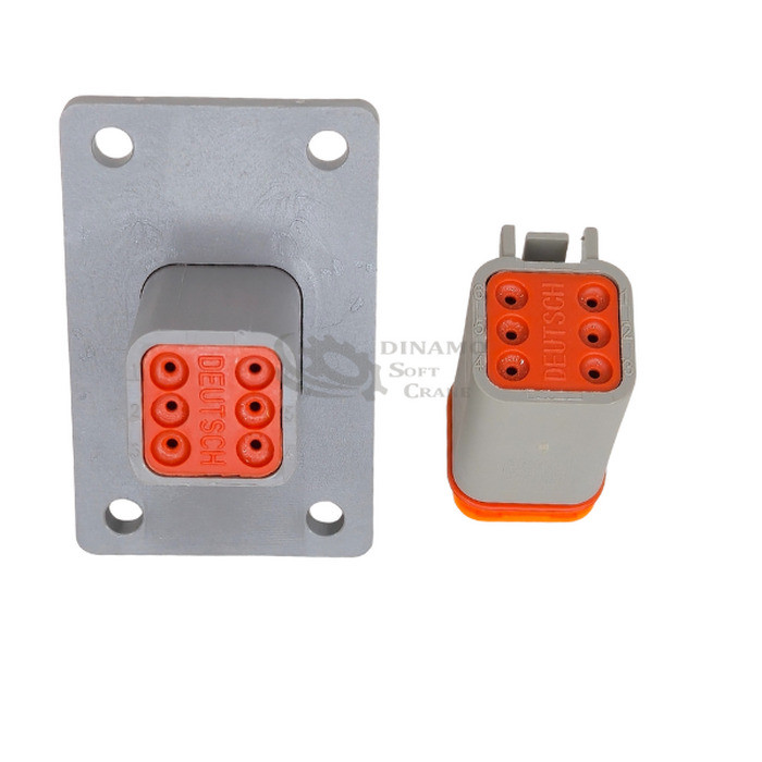 CONECTOR DEUTSCH 6 PINOS COM FLANGE DT04-6P / DT06 6S