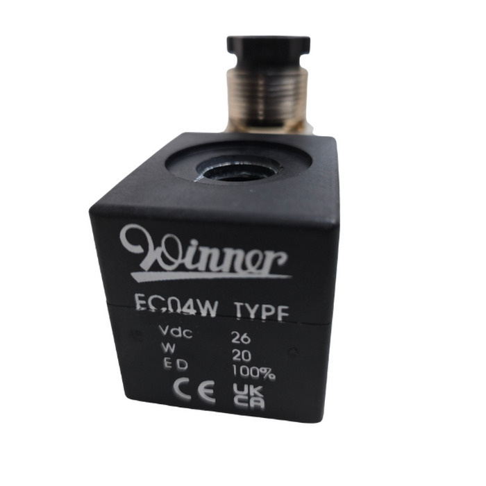 BOBINA SOLENOIDE 26VDC 13X39MM 20 WATTS CONECTOR DIN QUADRADO